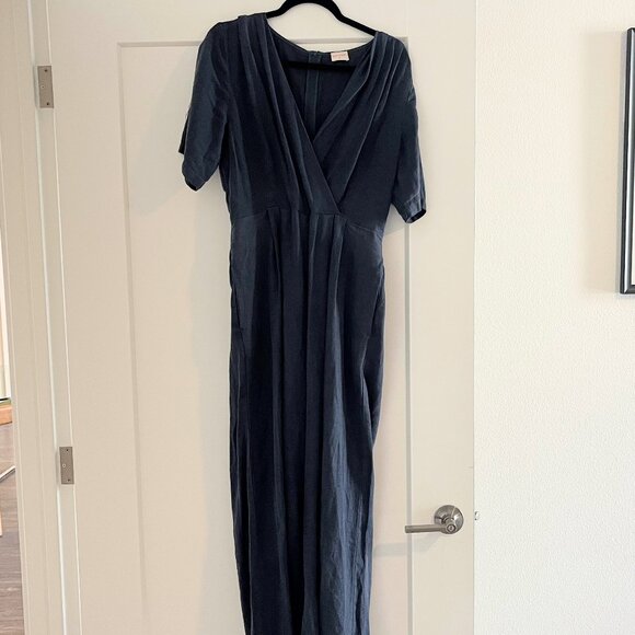 Gorman Linen Dark Wrap Blue Jumpsuit - US Size 8 - Picture 1 of 3